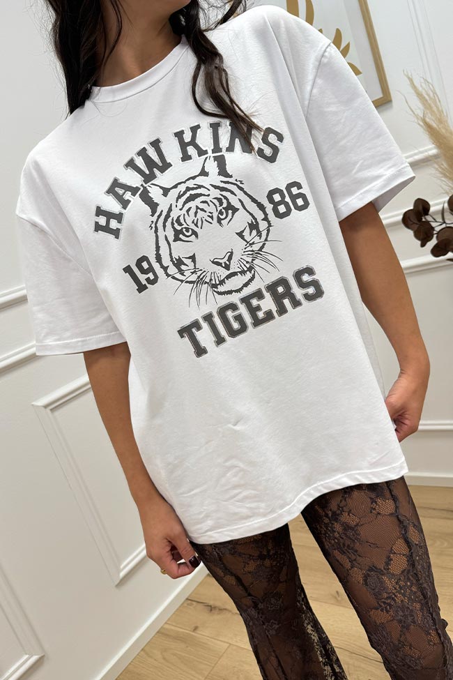 Haveone - T shirt bianca over stampa Tigers