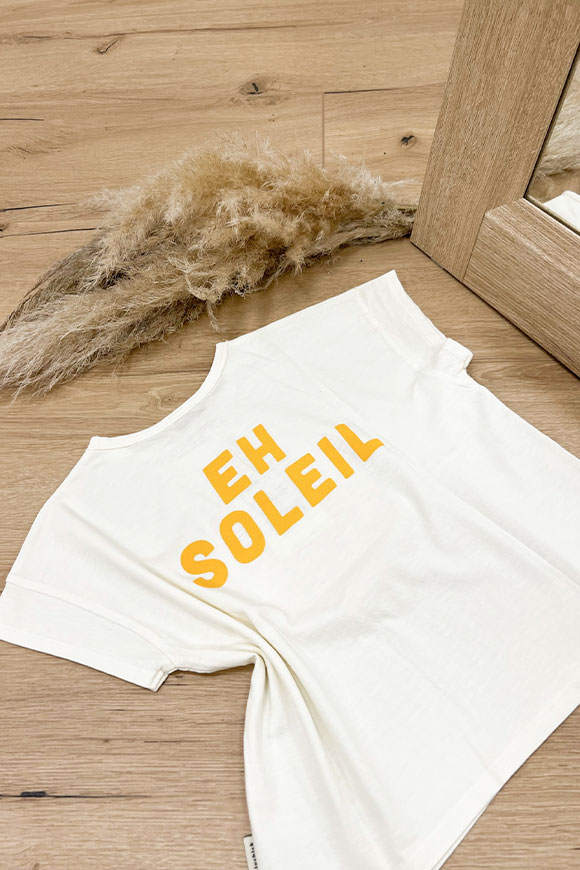 Piupiuchick - Tshirt écru con stampa sole giallo