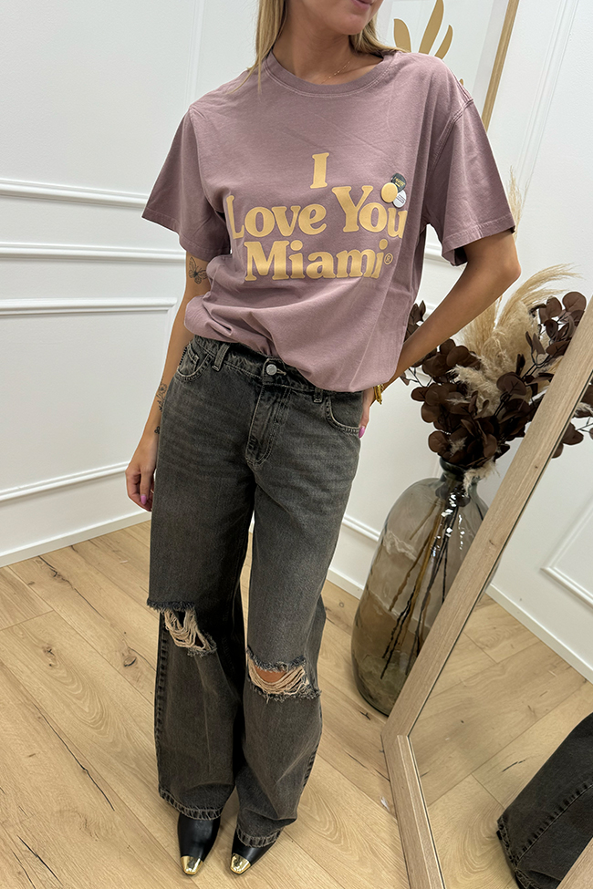 Newtone - T shirt trucker rosa "I love you Miami"