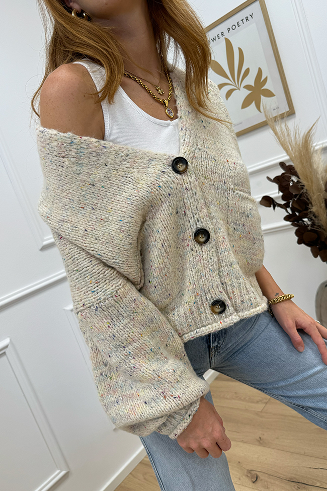 Haveone - Cardigan corto calce filo multicolor con bottoni