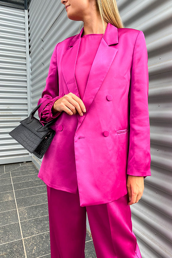 Vicolo - Double-breasted magenta jacket in structured satin