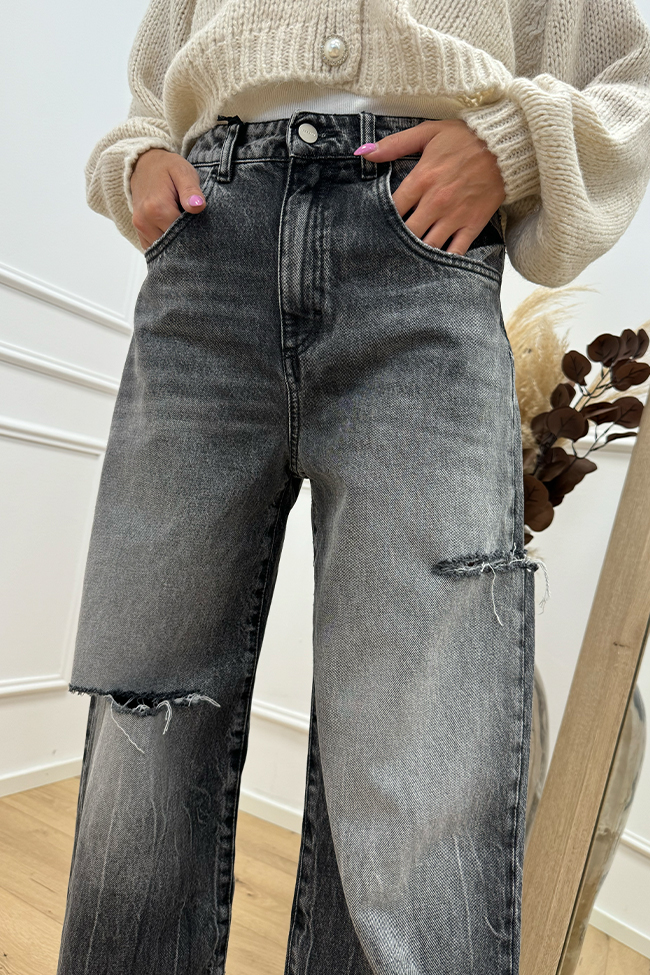 Icon Denim - Jeans Poppy grigio scuro con rotture