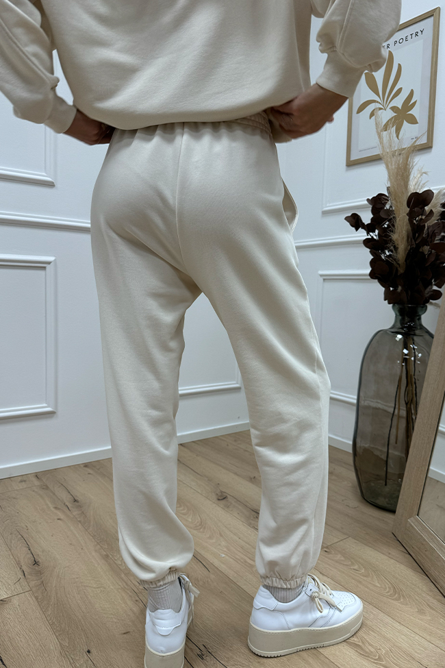 Vicolo - Pantaloni joggers vaniglia elastico in vita