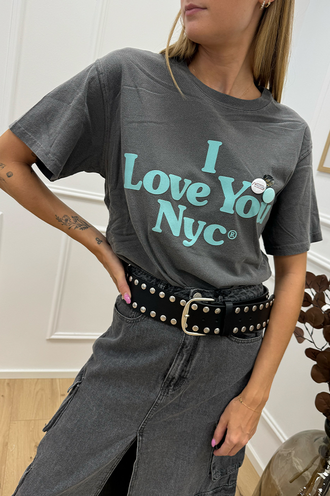 Newtone - T shirt trucker grigia "I love you Nyc"