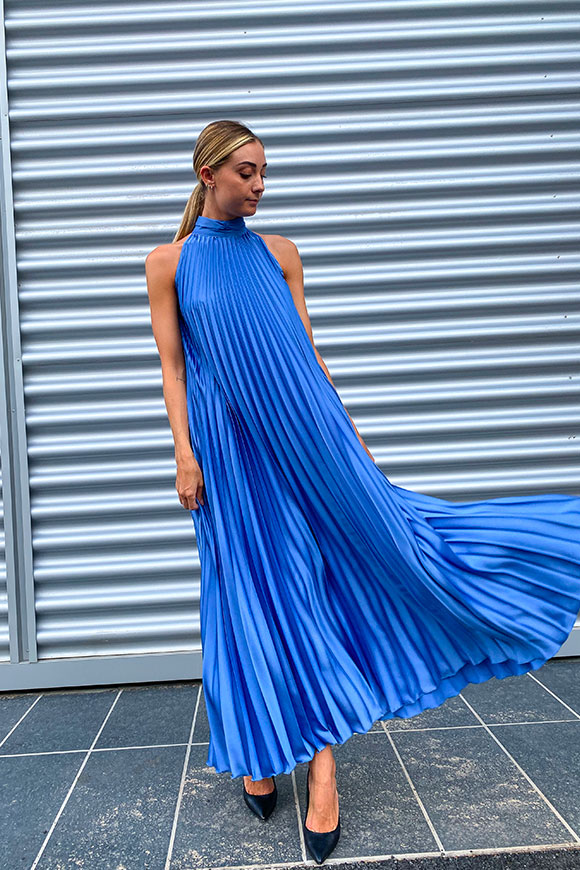 Tensione In - Long pleated turquoise dress